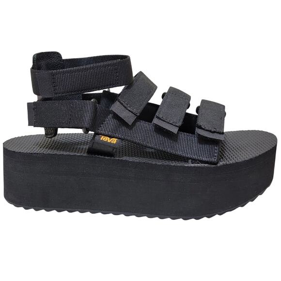 Teva Women Flatform Mevia Platform Gladiator Sandals Size US 10 Black - Picture 3 of 6
